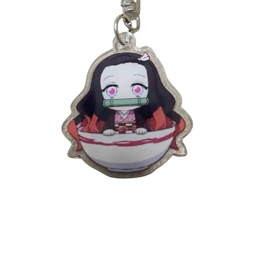 Demon Slayer Kimetsu no Yaiba Nezuko Kamado acrylic keychain inside ramen bowl‎